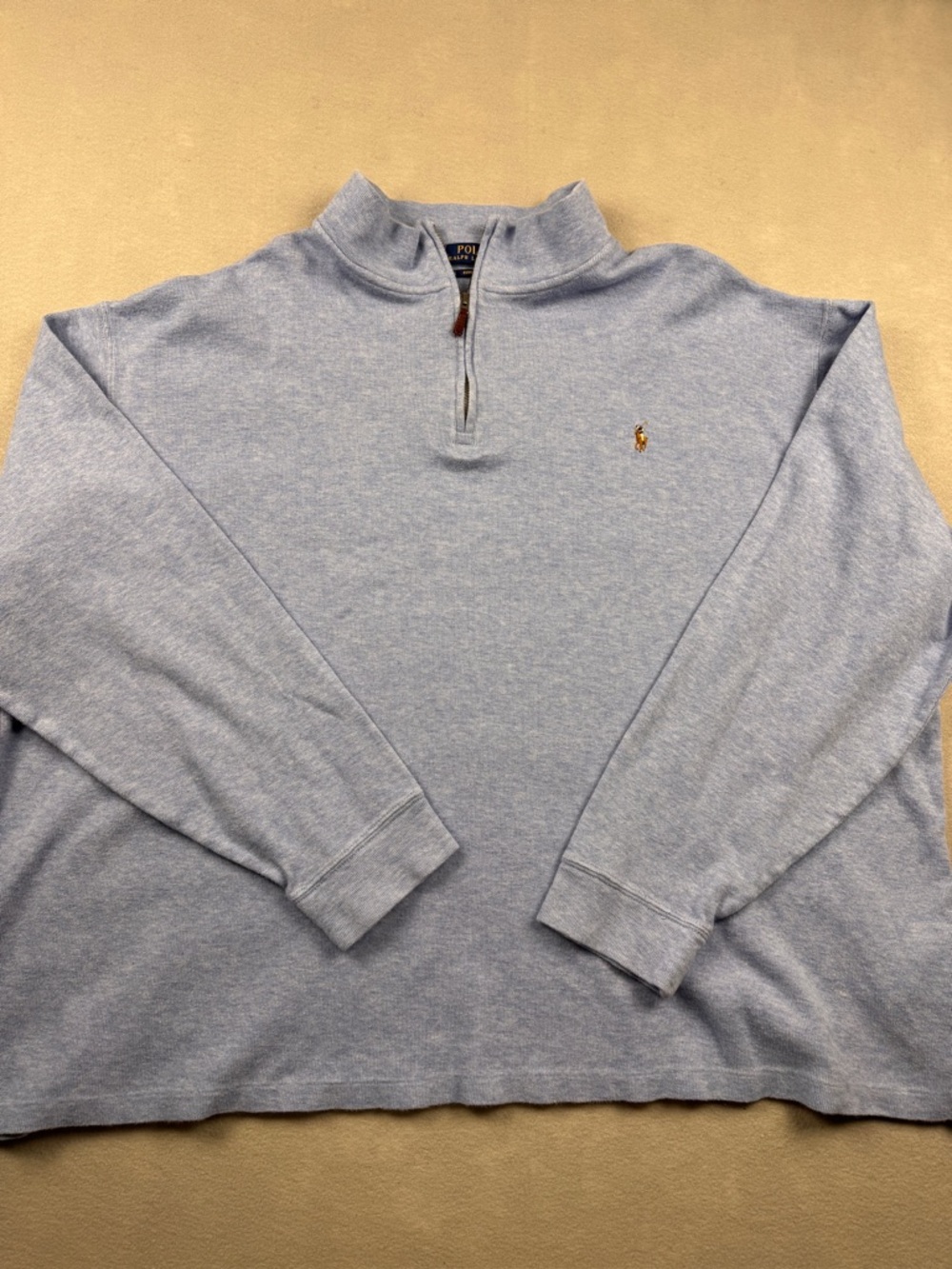 Polo Ralph Lauren Men's 3XLT Tall Estate Rib 1/4 Zip Pullover Sweater Light Gray